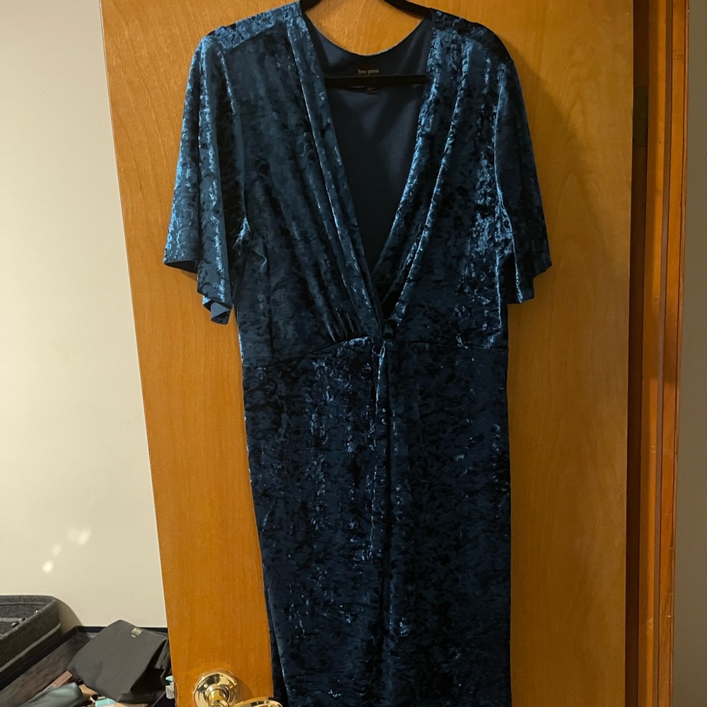 Free Press Blue Velvet dress with slit